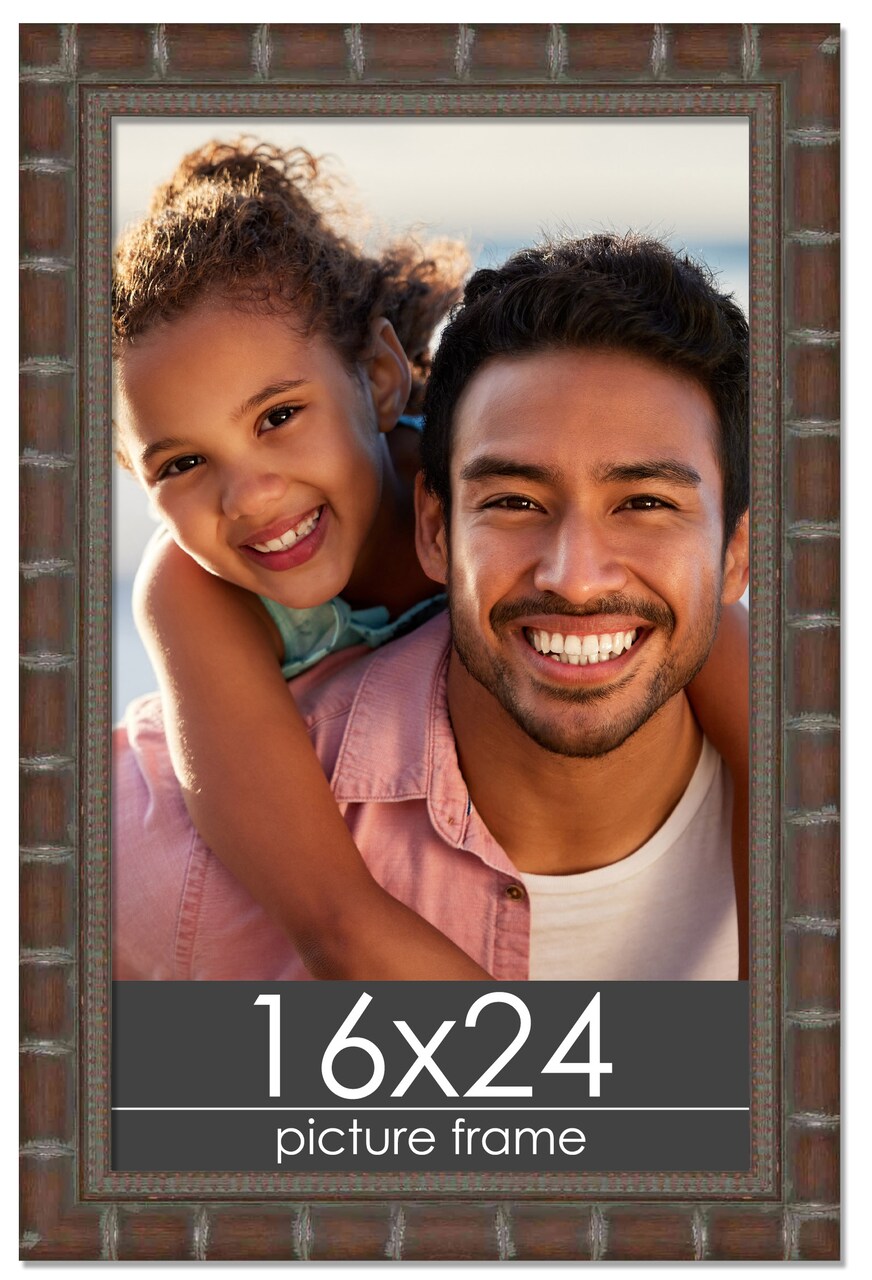 16x24 Modern Bamboo Picture Frame with UV-Resistant Acrylic & Acid Free Backing, Available in 5 Finishes - Gold, Silver, Brown, Black, and Natural